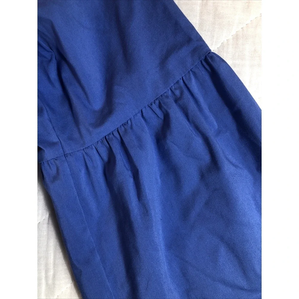 Michael Kors Blouse Women's Small Oxford‎ Blue Long Bell Sleeve Top Neck Tie New
